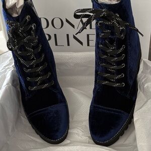 Donald J. Pliner Women's Deep Blue Velvet Lace-Up Boots